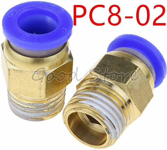 2PCS/5PCS PC8-02 Tube 8mm Thread Straight Throught 1/4