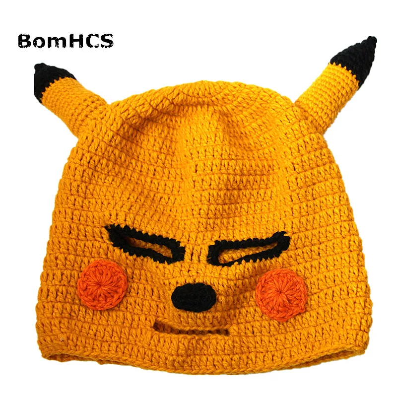 

BomHCS Funny Halloween Party Beanie 100% Handmade Knitted Cartoon Animal Hat Winter Mask Gift