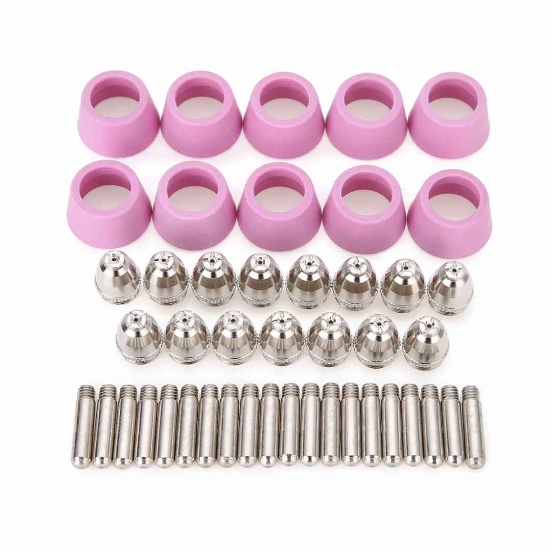 

40Pcs Plasma Cutter Cutting Consumables Electrodes Nozzles Tips Shield Cup