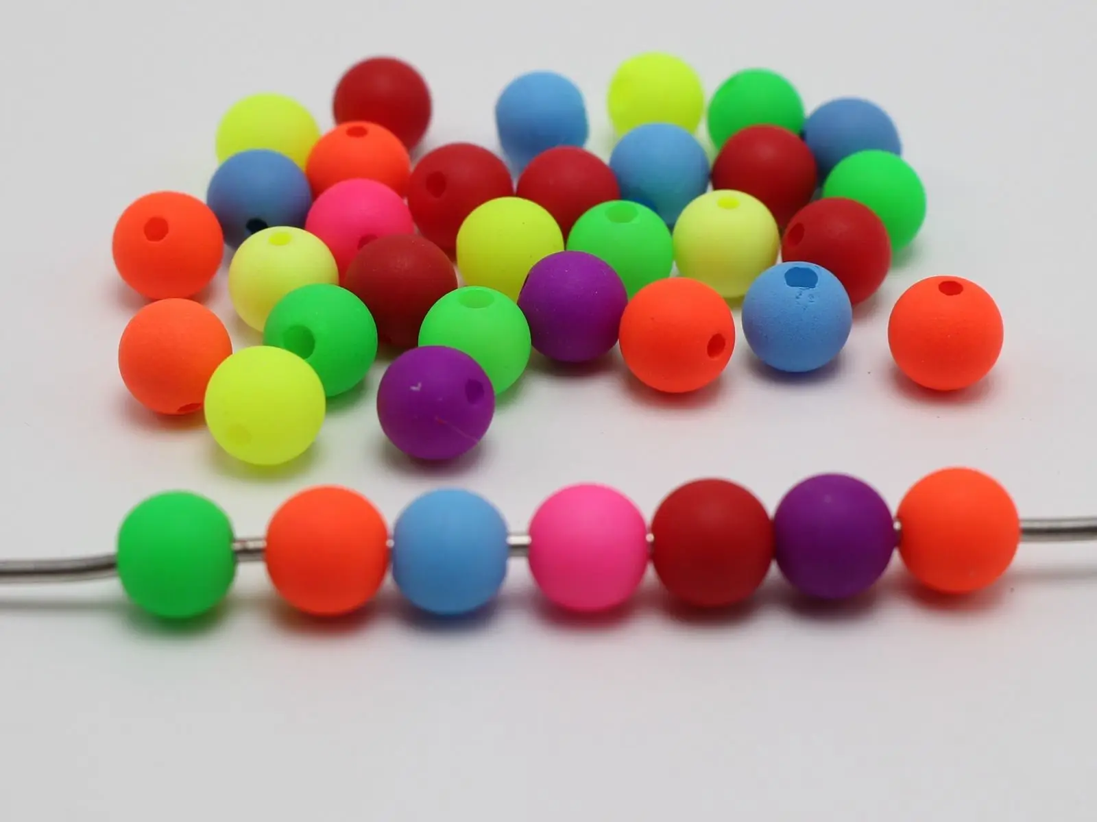 200 Mixed Frost Neon Color Acrylic Round Beads 8mm Smooth ball