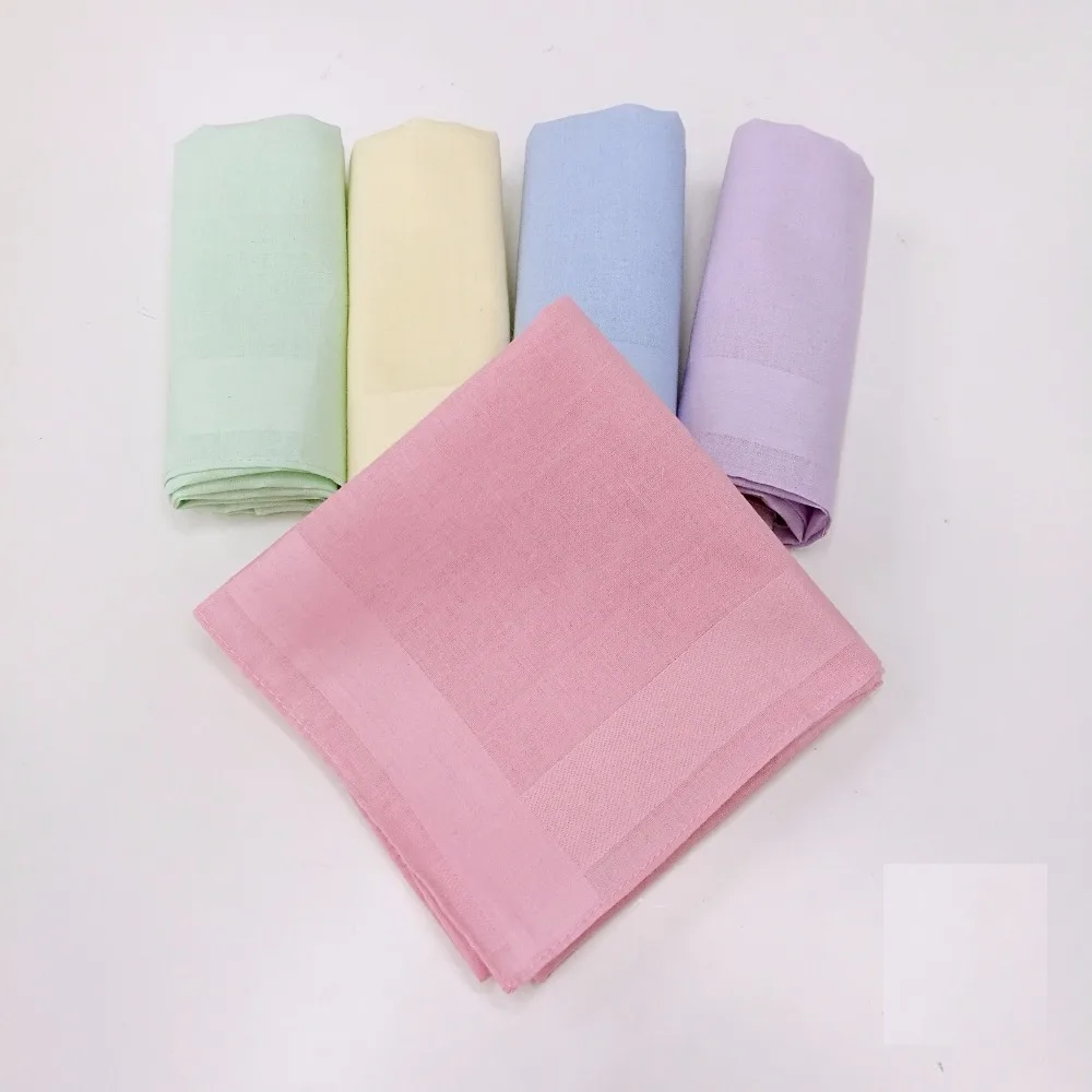 10pcs/lot satin cotton handkerchief, men\'s and women\'s candy color single pigmented handkerchief  square scarf 40cm