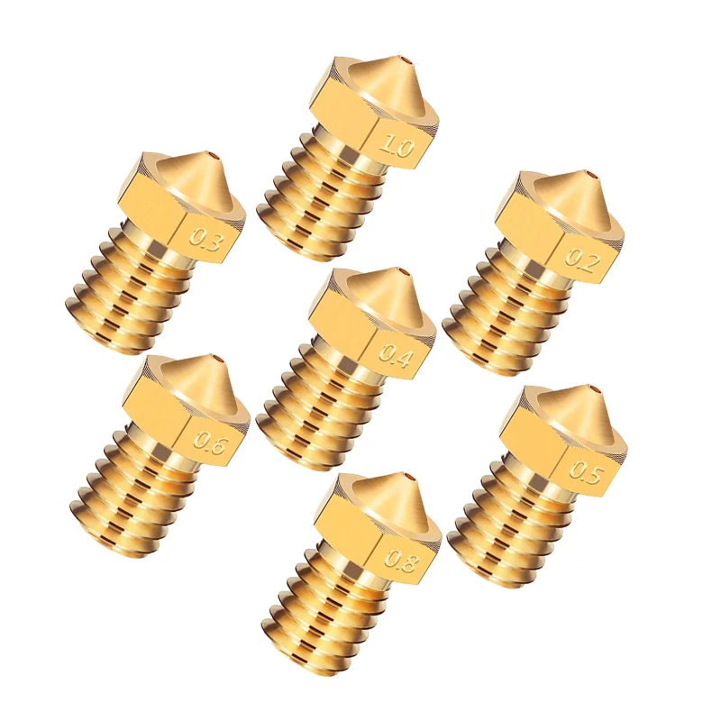 

5 pcs V5 V6 M6 threaded Nozzle 0.2 0.25 0.3 0.4 0.5 0.6 0.8 1.0mm for 1.75mm 3.0mm filamnet Full Metal For 3D Printers