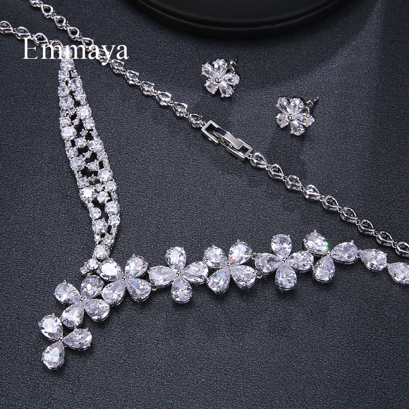 Emmaya Bijoux Femme Ensemble Wedding Jewelry Sets For Women Sparkling AAA Zircon Copper Fashion Bridesmaid Jewelry Set Gift