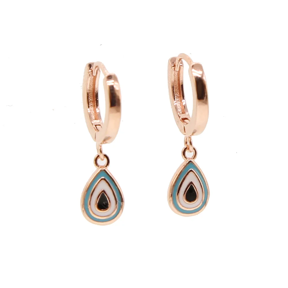 Rose gold silver color enamel Cubic zirconia tear drop fashion jewelry multiple piercing women fashion earring