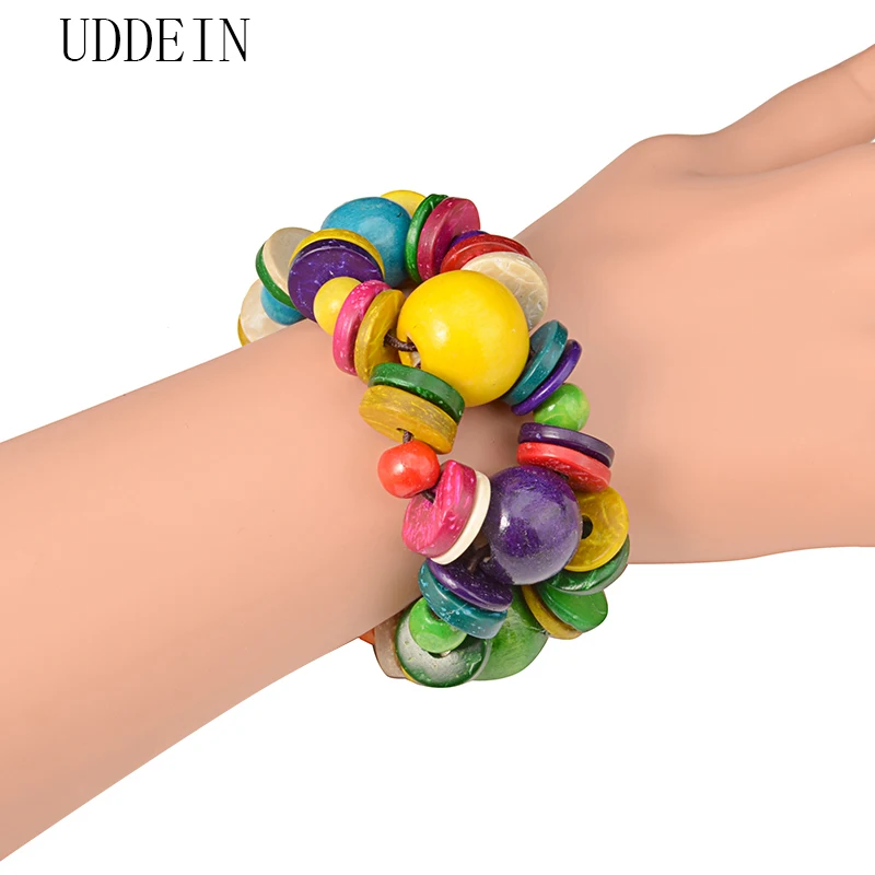 Uddein Vintage Charms Armband für Frauen runde Holz schmuck Lätzchen Perlen Großhandel ethnischen Bohemian One Direction Strang Armbänder