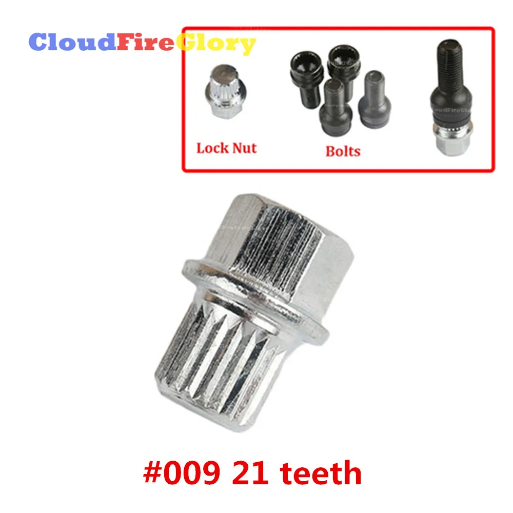 CloudFireGlory For Golf Jetta Passat Touran For A4 A6 A8 TT Anti-theft Wheel Bolt Lock Nut Key Adapter #9 21 teeth 8D0601139F