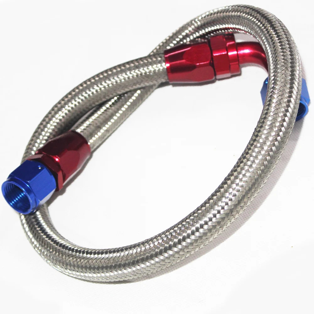 High Quality Universal AN10 Oil / Fuel Hose / Fitting Hose End Kit Stainless Steel 1m Braided Oil Hose End Adapter Pipe