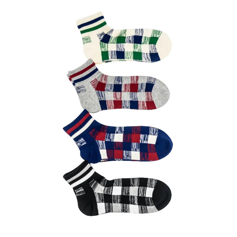 5 Pairs Men's Sock Spring Autumn Cotton Shaping Male Ankle Socks Korean Classic Trendy Fashion Plaid Casual Tube Sock Best Gifts