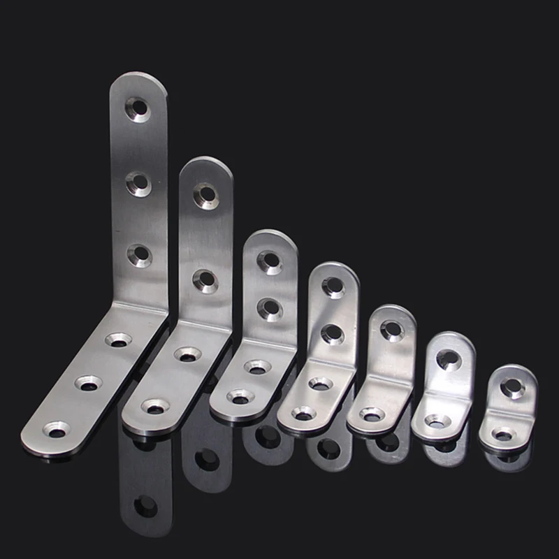 

Brand New 20PCS Stainless Steel Corner Braces Right Angle Shelf Bracket L Shape Connectors + Screws