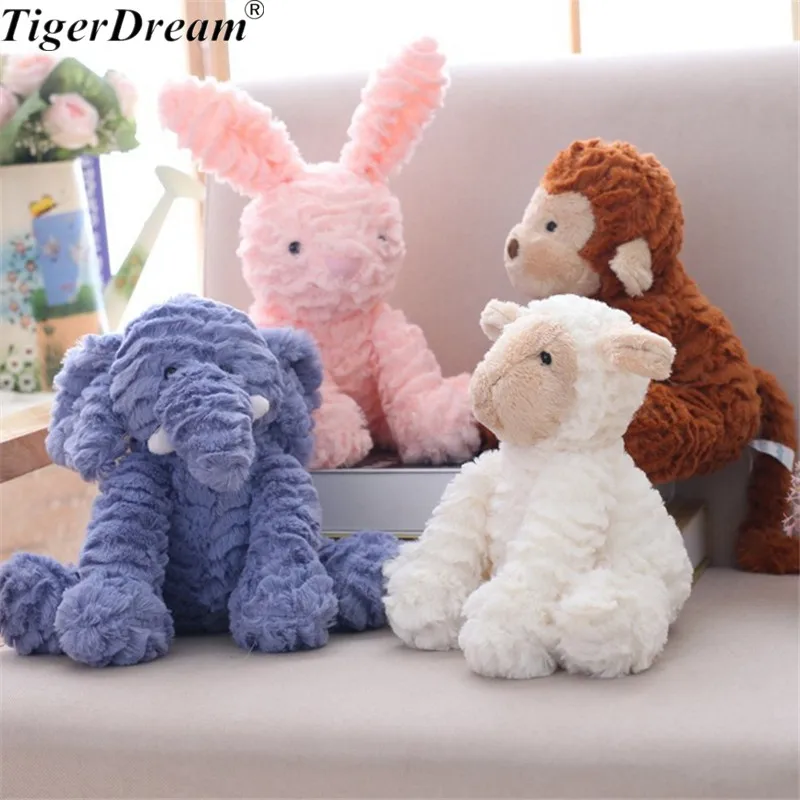 

25cm One Piece Baby Soft Wave Pattern Bunny Toy Rabbit Monkey Elephant Unicorn Donkey Plush Dolls Animals Children Toys