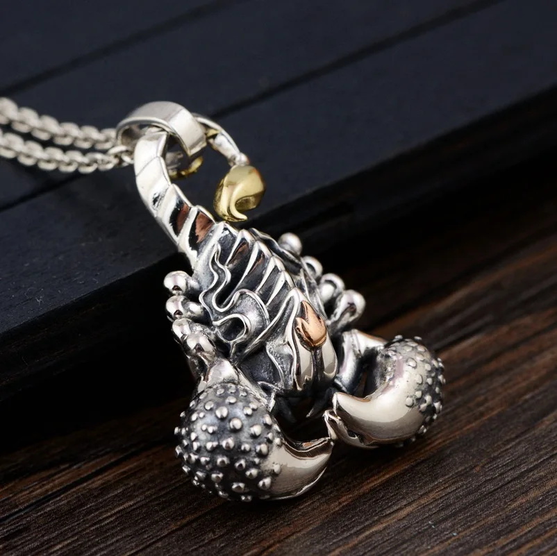 

BOCAI 2022 New Trend S925 Sterling Silver Jewelry Individual Retro Scorpio Flame Iron Scorpion Man Pendant Valentine's Day Gift