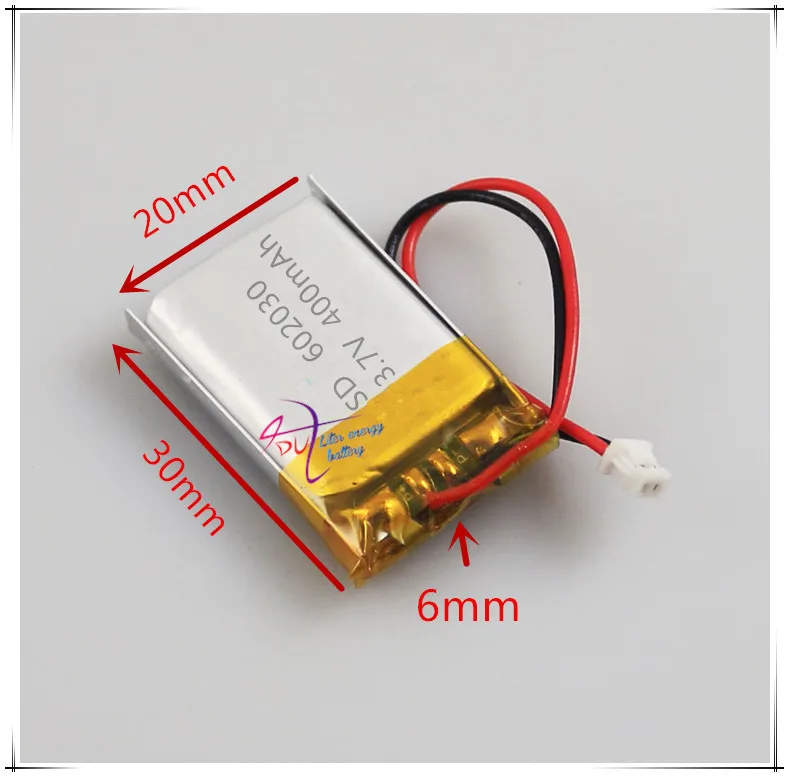 JST 1.25mm 2 pin 3.7 V 400 mAh 602030 bateria litowo-polimerowa punkt czytanie pióro z 1.25 nagrywanie dźwięku wtyczki