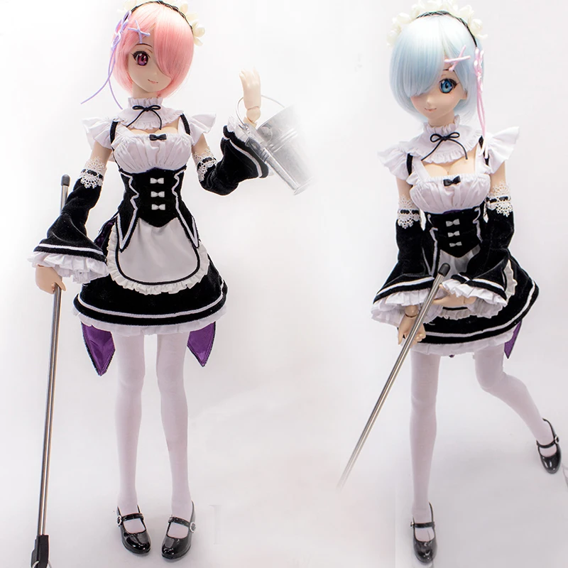 

Accept Custom COS Re:Life in a different world from zero Ram / Rem maid outfit Cosplay Suit For 1/3 BJD SD DD DDL Doll Clothes