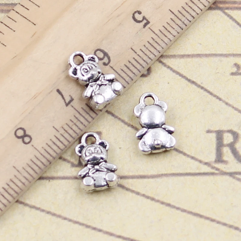 30pcs Charms Teddy Bear 11x7mm Tibetan Silver Color Pendants Antique Jewelry Making DIY Handmade Craft Pendant