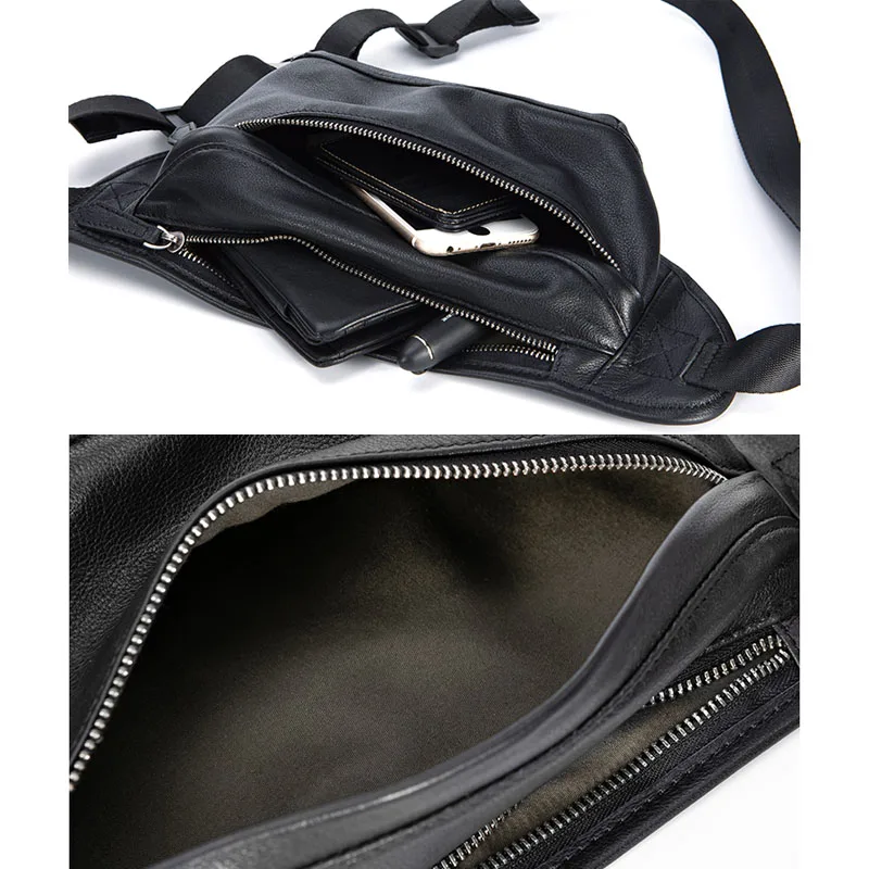 AETOO-Bolso de pecho de cuero para hombre, bandolera informal de primera capa, a la moda, nuevo