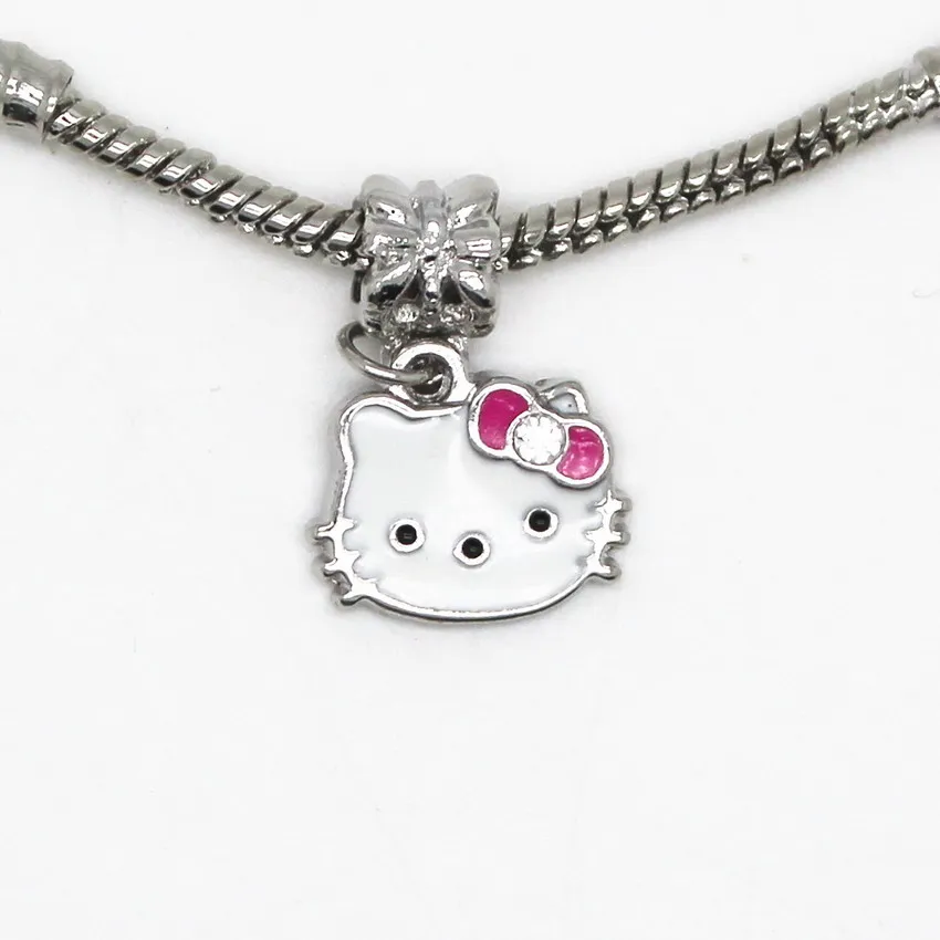 Silver Plated High Quality Cat Bead DIY Big Hole European Beads Fits Silver Charm Pandora Bracelets Necklaces Pendants