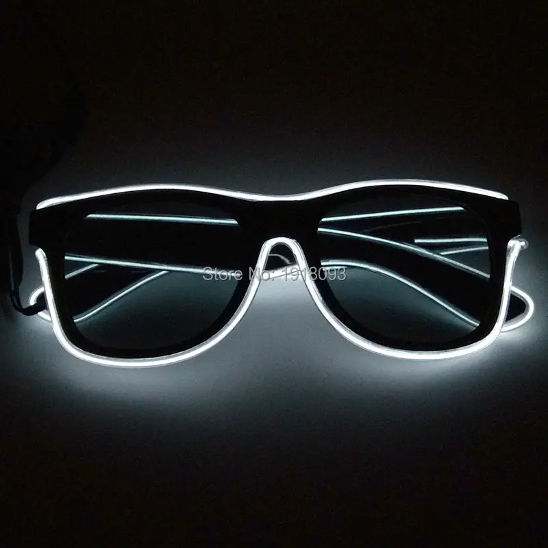 Lunettes à fil EL avec lentille foncée, 5 pièces, mode Cool, éclairage de vacances, décoration, 10 couleurs, Design de fête lumineux