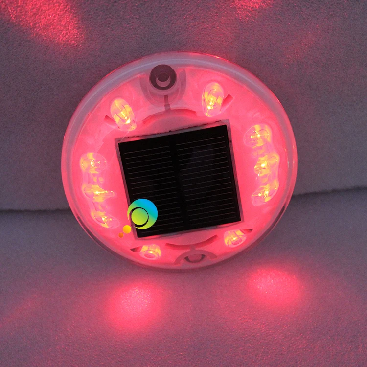 white plastic shell road marker outdoor IP68 red LED flashing landscape light solar road stud