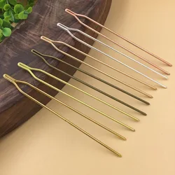 5pcs/lot 125x2mm Raw Brass Gold Color Hair Sticks Y shape Hair Pins Blank Base Setting For Women Jewelry Bulks Components