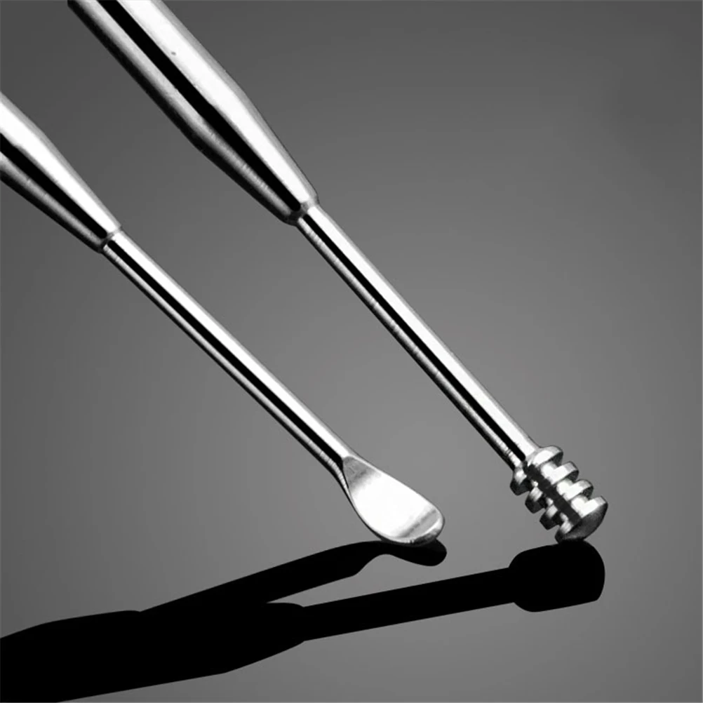 New 1PCS Stainless Steel Ear Pick Double-ended Earpick Ear Wax Curette Remover Ear Cleaner Earpick Spoon Clean Ear