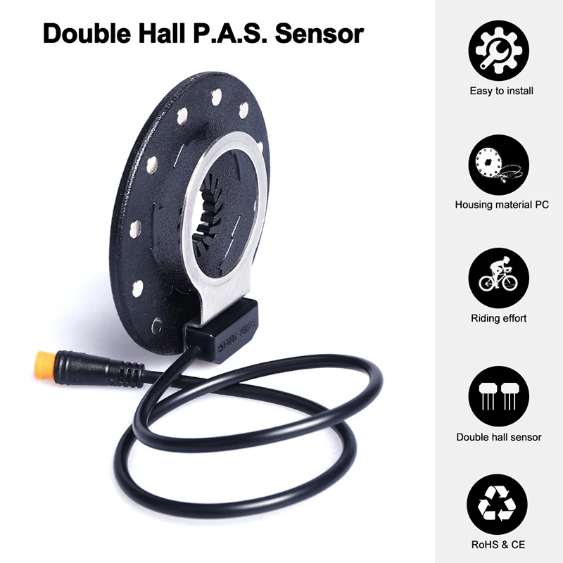 Waterproof Electric Bicycle Pedal Assist Sensor E bike Double Hall 12 Magnet Left/Right Side PAS System DIY eBike Modified Parts