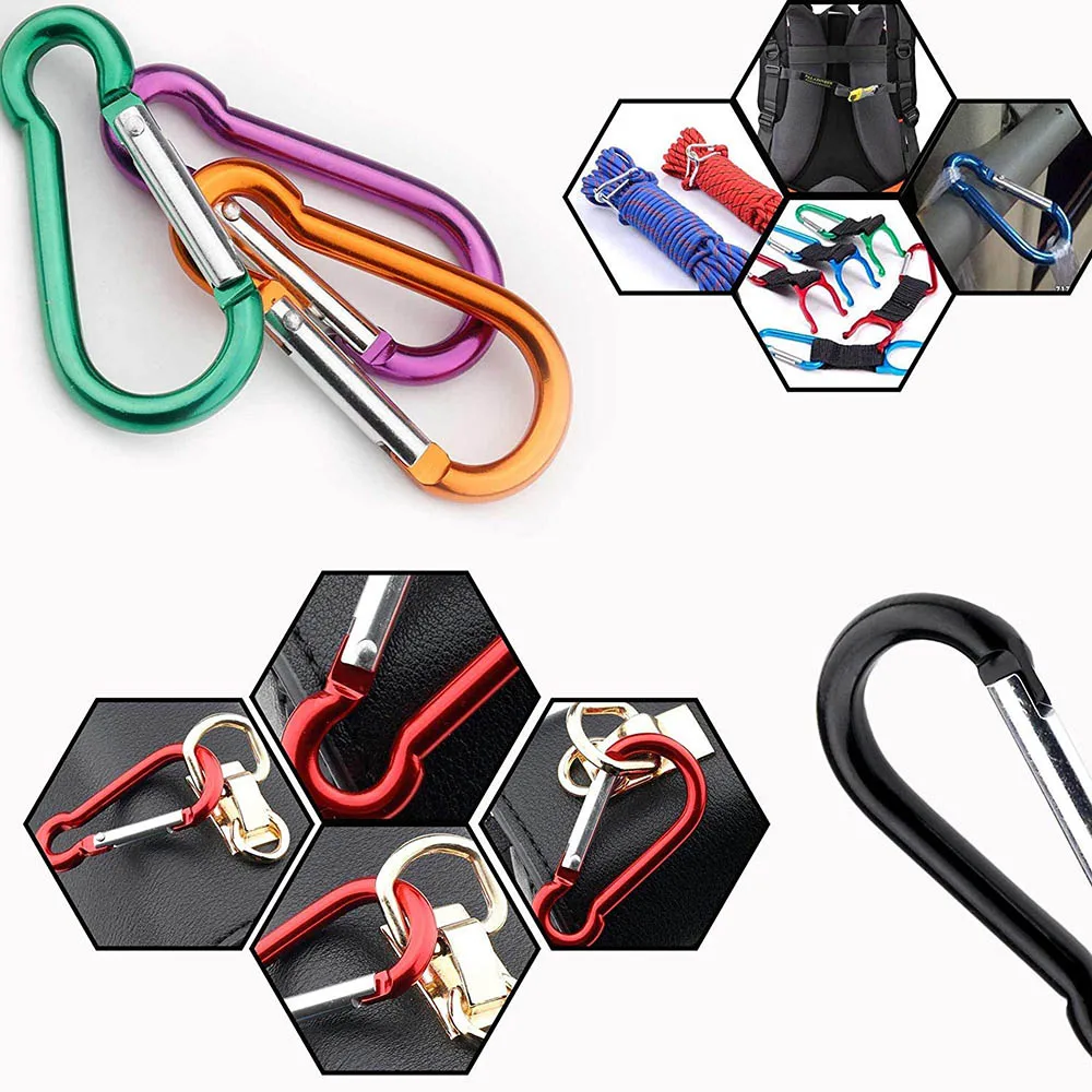 20 Stück Outdoor Mini Kürbisförmiger Karabiner Aluminiumlegierung Schlüsselanhänger Clip Hakenschloss für Reisen Wandern Camping Schlüsselanhänger Zubehör – Detail 5