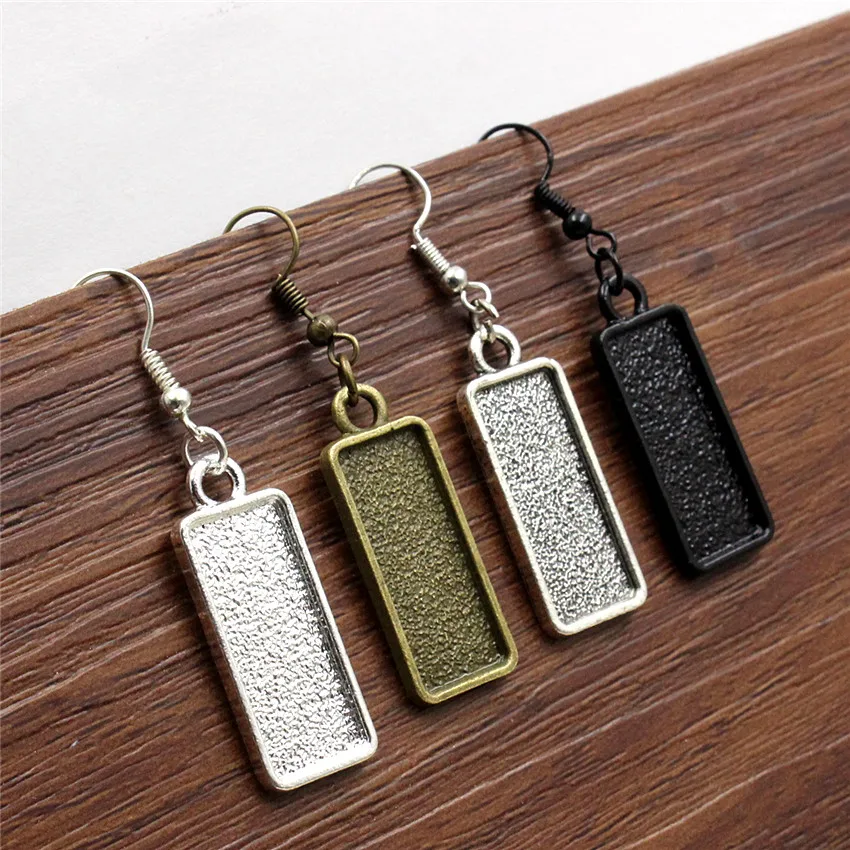 Onebeading Fit 10x25mm  Earring Rectangle Cabochons Blank Setting Bezel Base Tray For DIY Making Accessories Gift 10pcs K05420