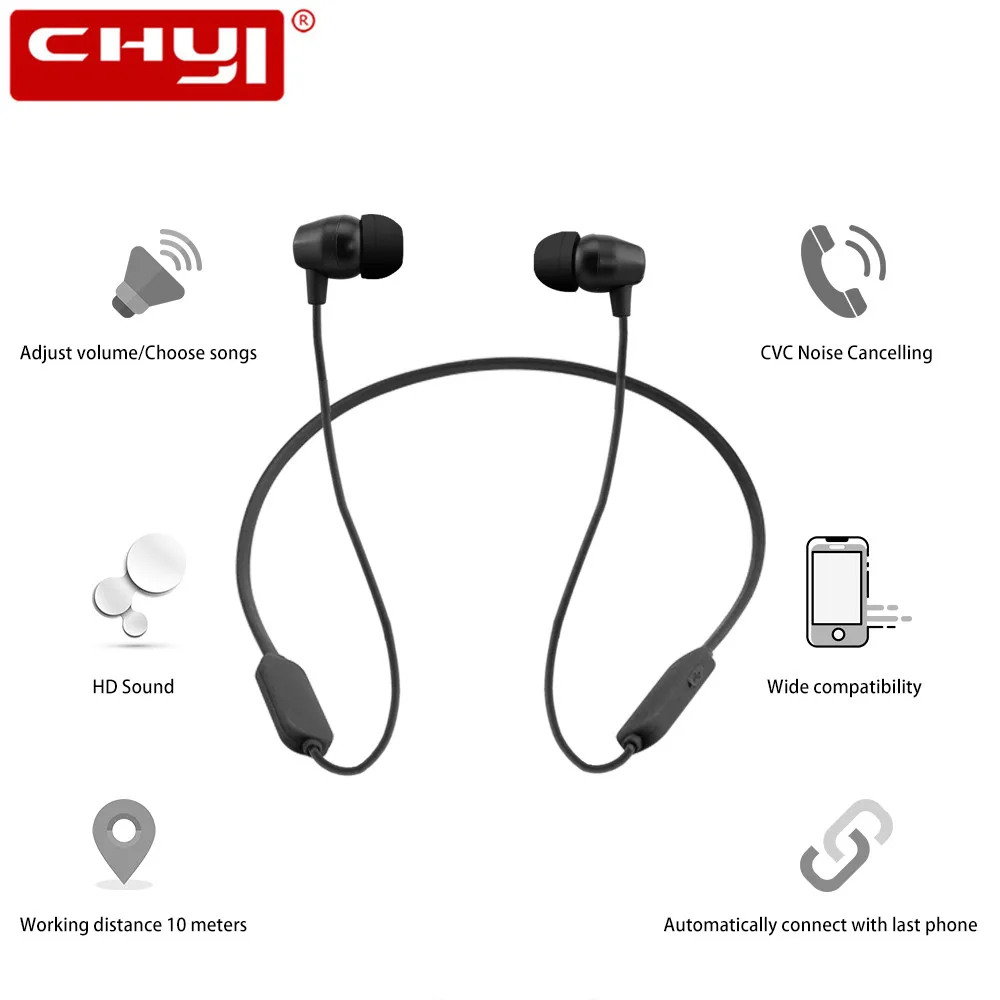 

CHYI Bluetooth Earphone Sport Wireless Bluetooth Earphone Sweat Proof Earphone Magnetic Earpiece Stereo Headset For Mobile Phone