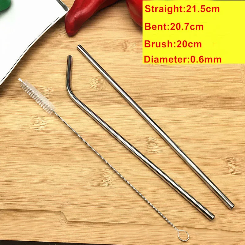 (3pcs) Drinking Straw Brush Stainless Steel Straw Cleaning Brush Set 215mm