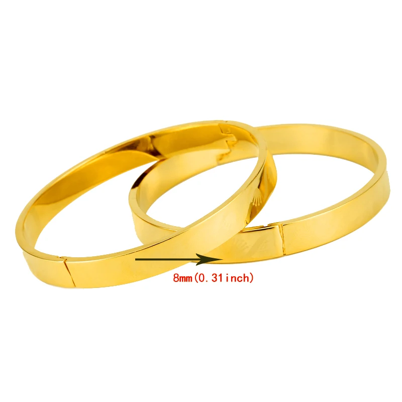 Open Size 6pcs/lot Ethiopian Bracelet Copper Women Unique Punk Style Laser Bangles Gold Color Dubai Jewelry Girl Accessories