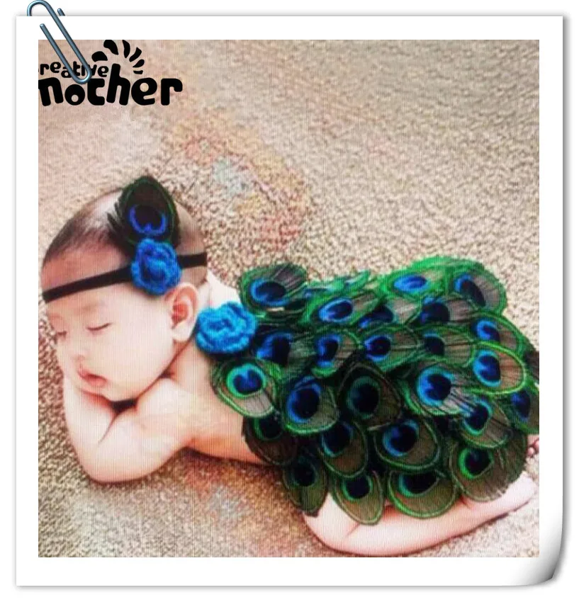 

Newborn Photography Props Peacock Feather Baby Headband Set Photography Babies Accessories Costume Headbands Baby Photo Props