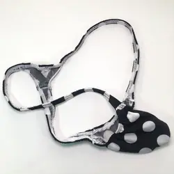 Mens Pouch Thong Bulge Enhancer Low Rise T Back  Black white Dots prints Sexy G4034