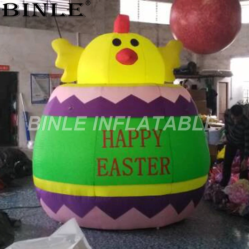 Free shipping Happy Easter giant inflatable chick with LED lights for yard decoration