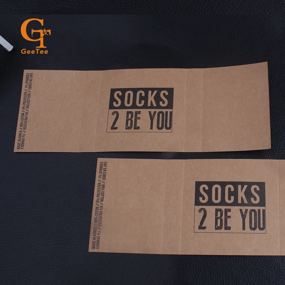 Custom logo brand name sock hair paper packaging labels, customized Brown Kraft paper wrap paper packaging,1000pcs/lot