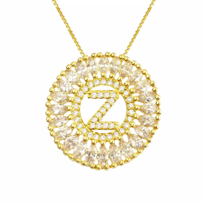 Fashion Letter Z Pendant Neckalce Letter A B C D E F G H I J K L M N O P Q I S T U V W X Y Z Mandala De Letra Collar Lucky Sonny