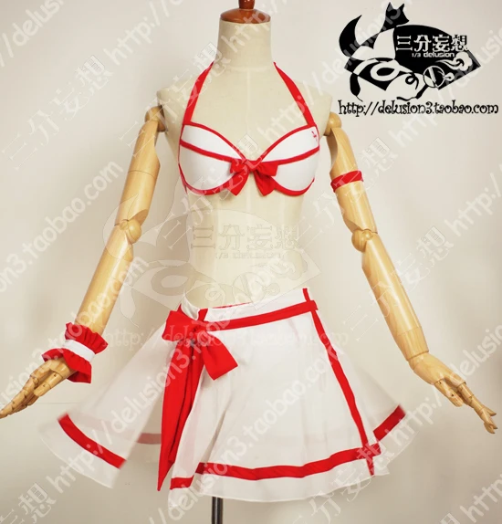 

New Asuna Yuuki Cosplay Bikini Set Japan Anime Cosplay Clothing Anime Cosplay Costumes White 110