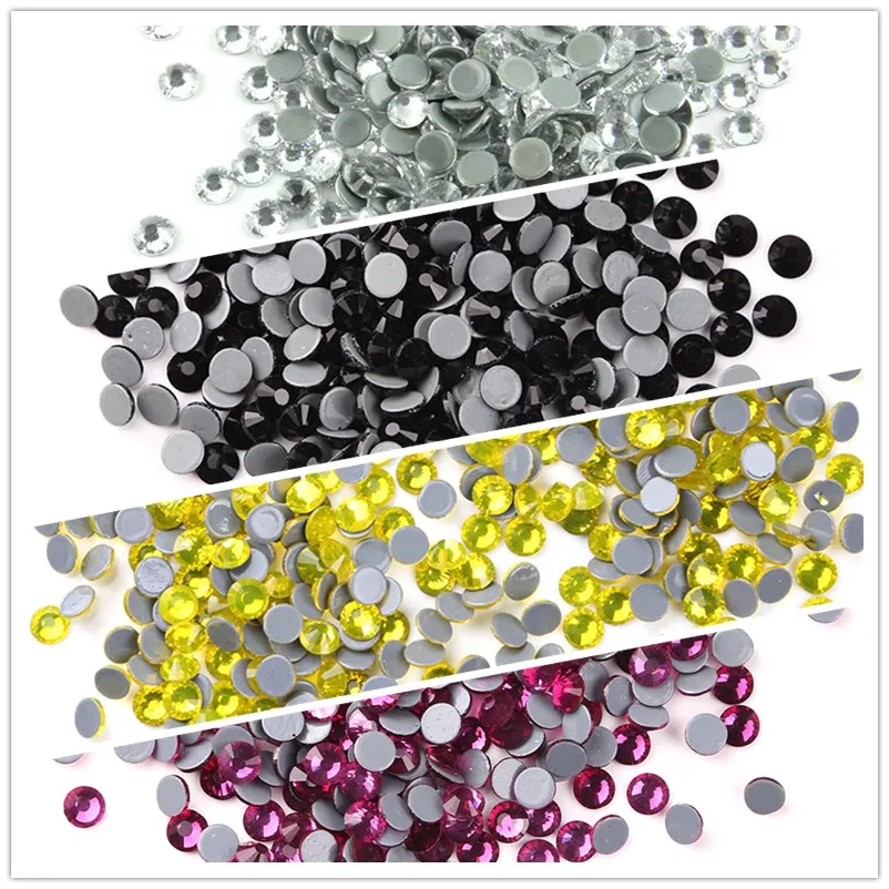 

Glitter SS16 10 Packs Color High Quality Hot Fix Rhinestone Crystal Stones Flatback Rhinestones For Clothes Bag Shoes Decoration