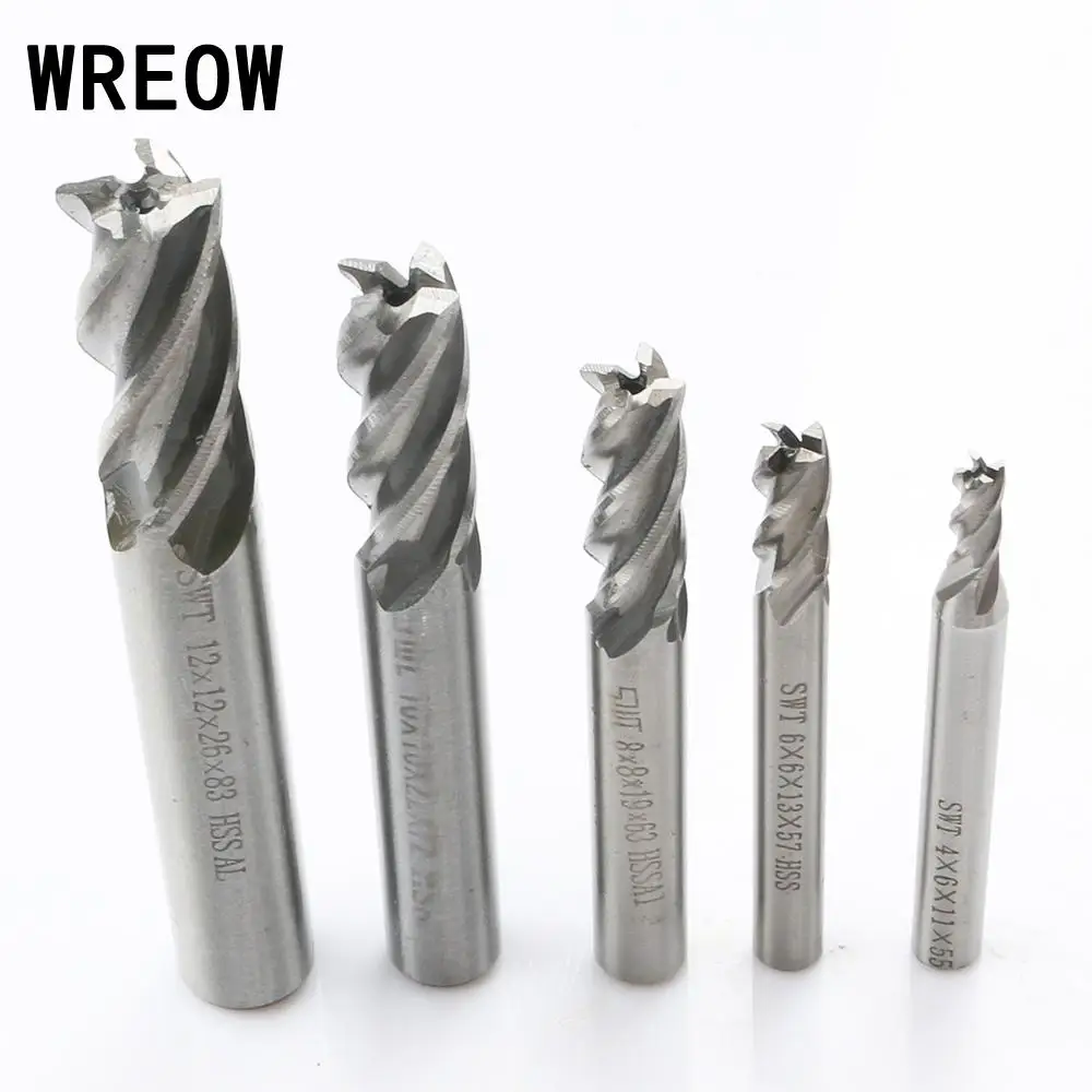 5ชิ้น/เซ็ตคาร์ไบด์ End Mill HSS Straight Shank 4ขลุ่ย4Mm-12Mm End Mill เส้นผ่าศูนย์กลาง Router ไม้อลูมิเนียม Mata Bor เครื่องตัดเครื่องมือ