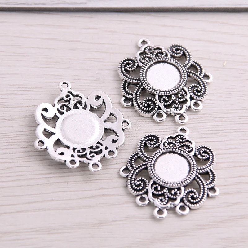 SWEET BELL 6 sztuk/partia 10mm rozmiar wewnętrzny dwa kolory styl sławy kwiaty okrągłe złącze Cabochon + szklana podstawa ustawienie Charms wisiorek — zdjęcie 6