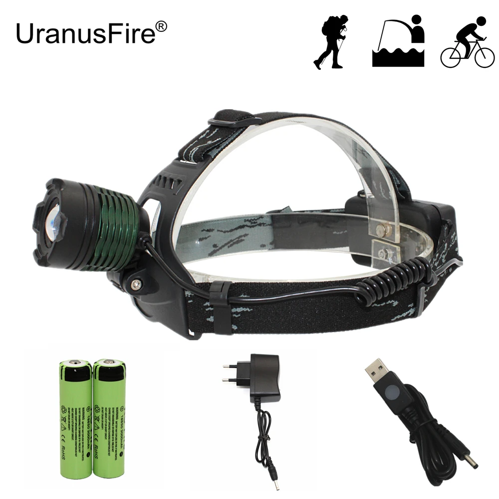 

T6 LED Headlight Adjustable Head Light Zoom Headlamp Multifunctional Flashlight XM-L T6 LED Lanterna + 18650 Battery + Charger