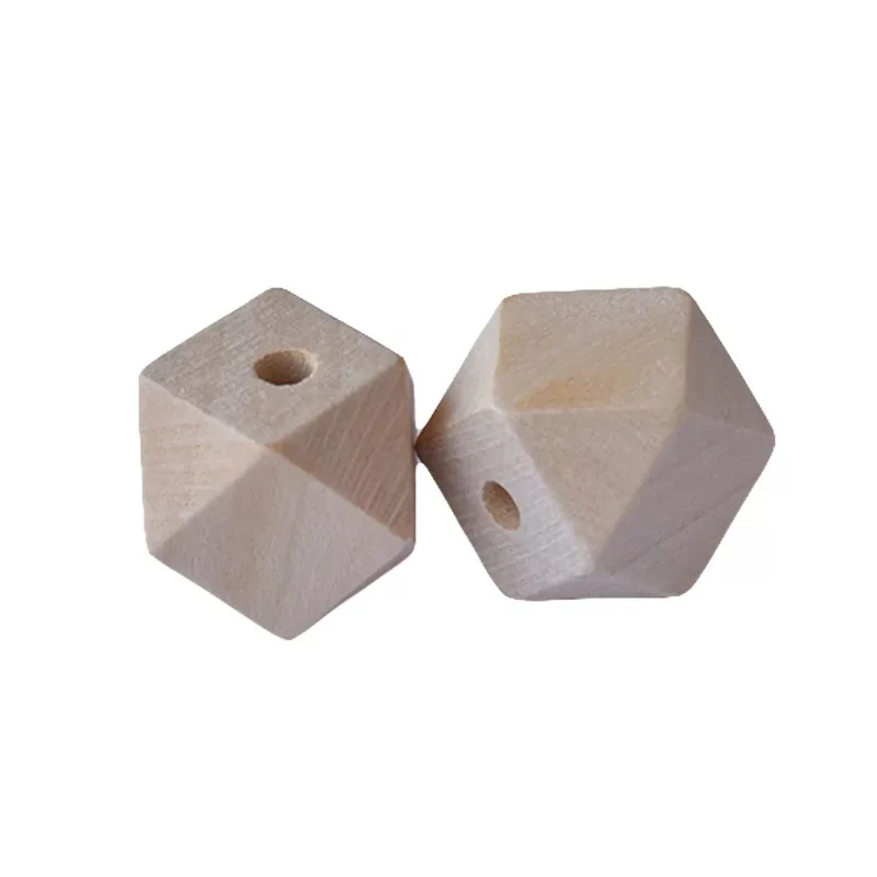 50pcs natural wooden hexagonal beads diy wooden crafts polygonal wood beads hexagon modern diy necklace