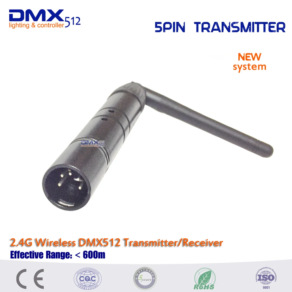 

Бесплатная доставка, новинка, 5-контактный XLR 2,4 ГГц ISM band 126 каналов, беспроводной передатчик DMX512 для сценического освещения DJ