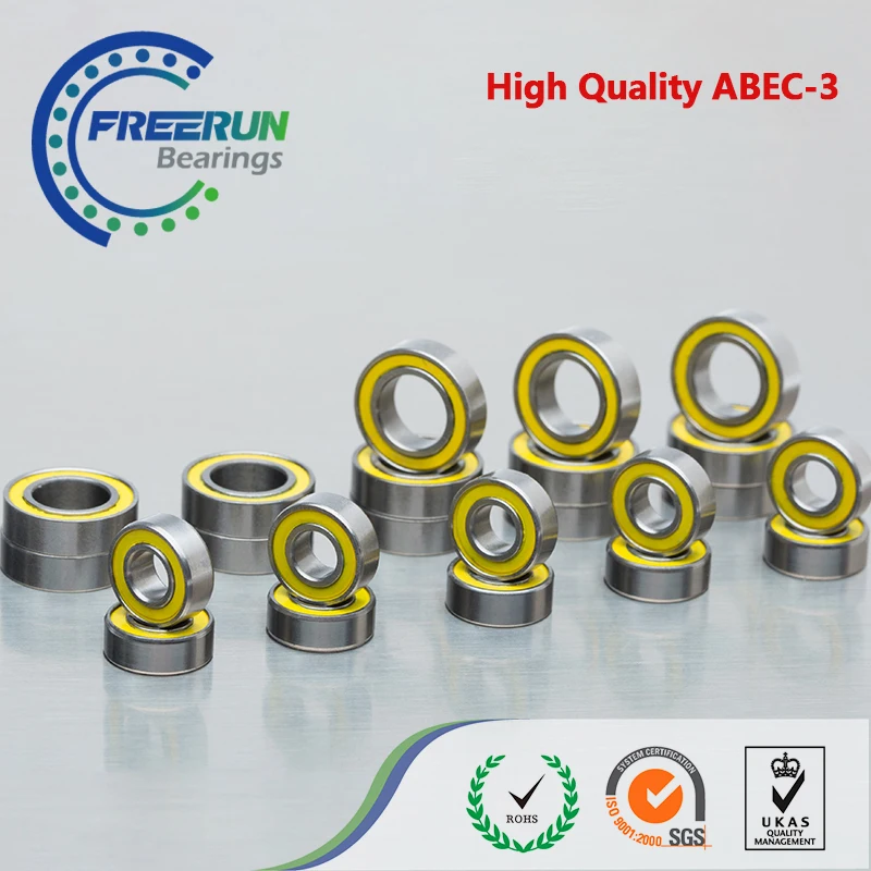 1 Set Grade ABEC 3 Yellow Rubber Rc Bearing Kits For HPI CAR VORZA flux