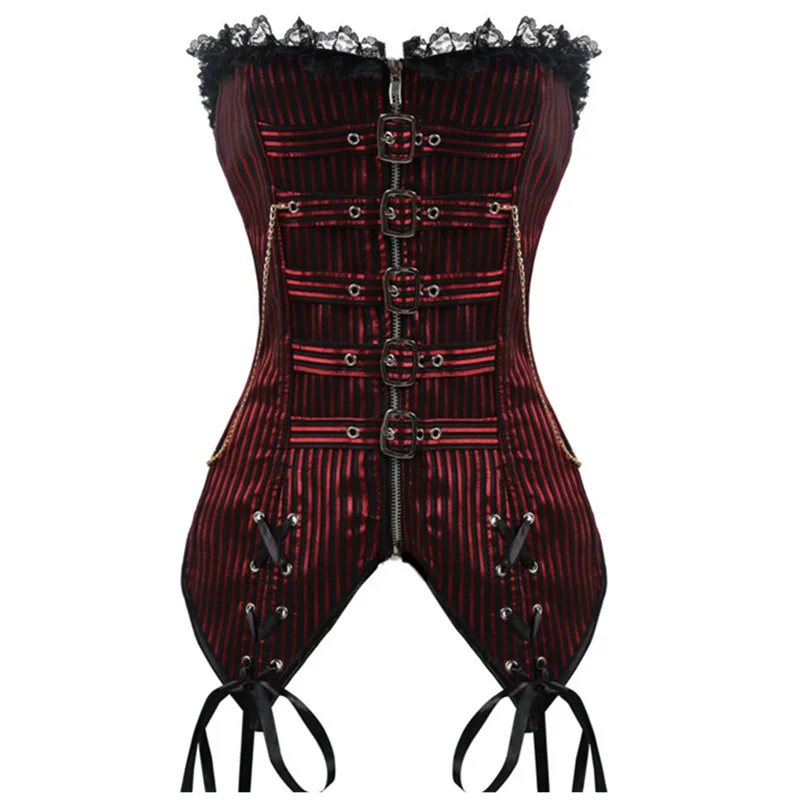 Vintage Gothic Sexy Steampunk Corset Women Underbust Burlesque Corselet Black Red Plus Size Waist Trainer Bustier Corset Outwear