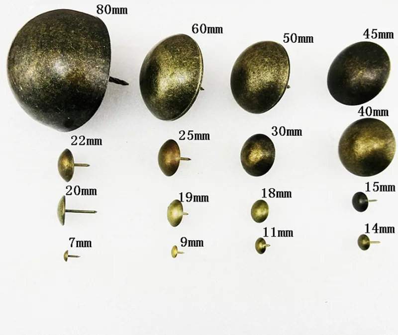 

Refiined Round Decorative Iron Nails Furniture Studs Sofa Chair Pins,Table Foot Glide Nail,Tack Nail,Antique Bronze,40~80MM