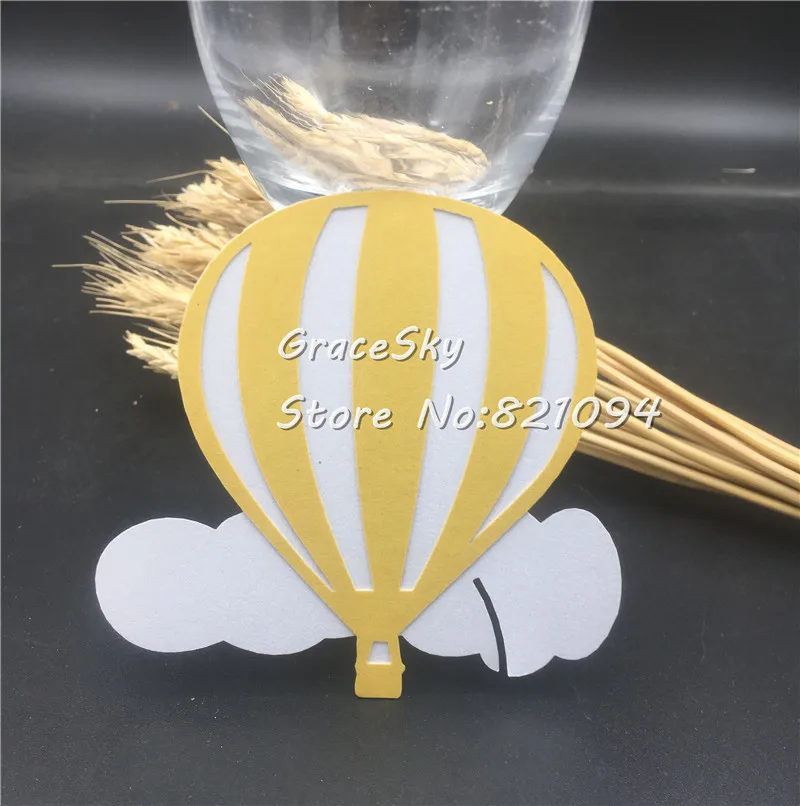 50pcs Balloon with cloud design Wine Glass Place Name Cards Markers Party Table Invitation Cards Party Event Decoration Supplies