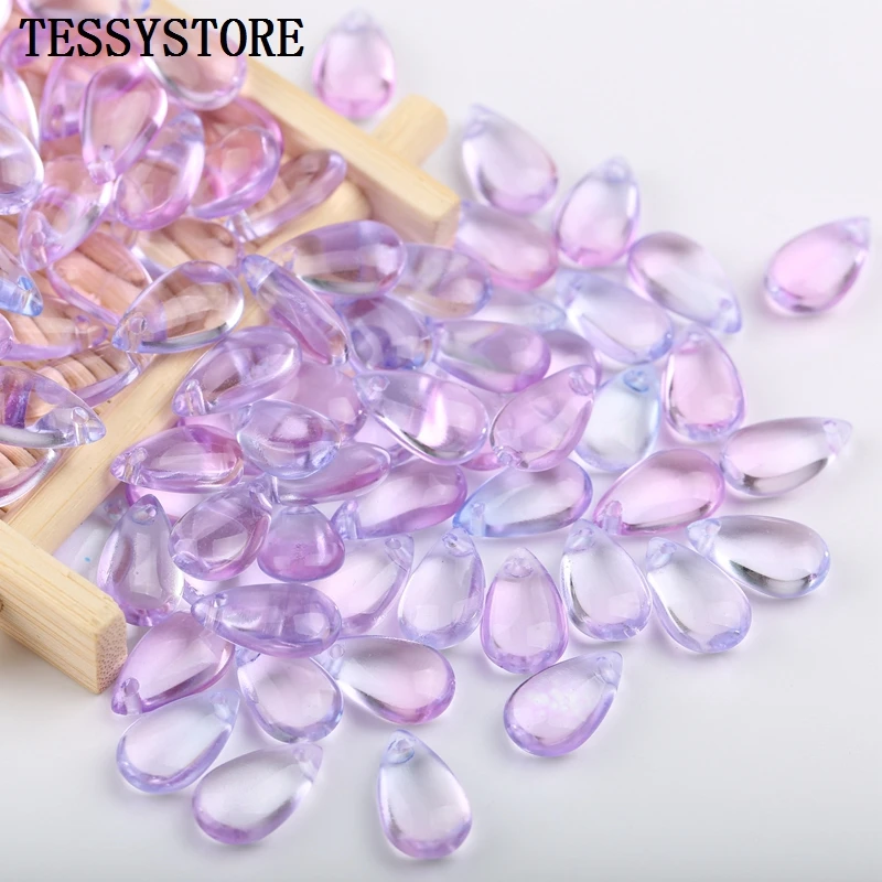 10pcs Czech Teardrop-shaped Lampwork Beads Multi Gradient Color Glass Beads For Jewelry Making Earrings Handmade DIY Accessories