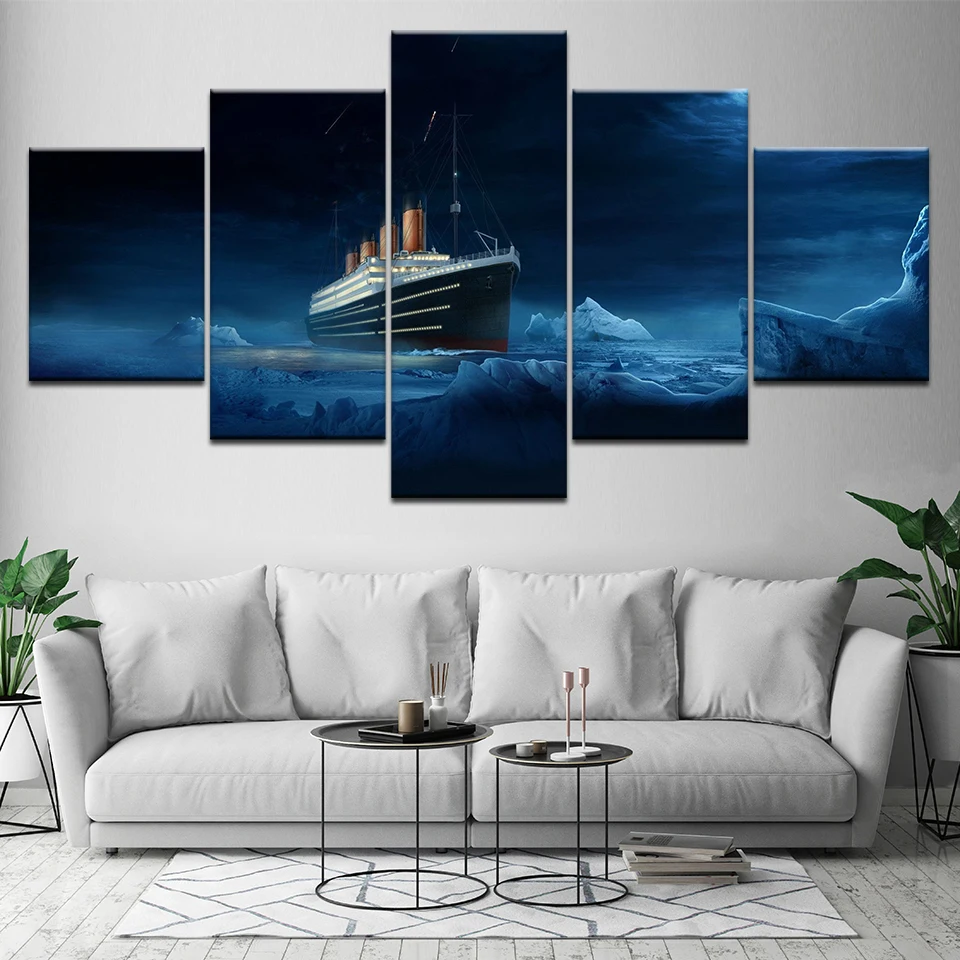 Titanic Illidan 5 Piece Wallpapers Art Canvas Print modern Poster Modular art painting for Living Room Home Decor