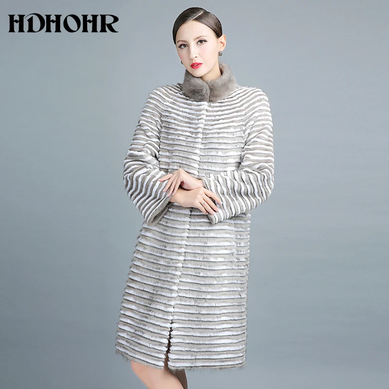

HDHOHR 2024 High Quality Natural Mink fur Coats Women knitting Mink Coats Warm Fashion Fur Parkas Genuine Mink Jackets Female