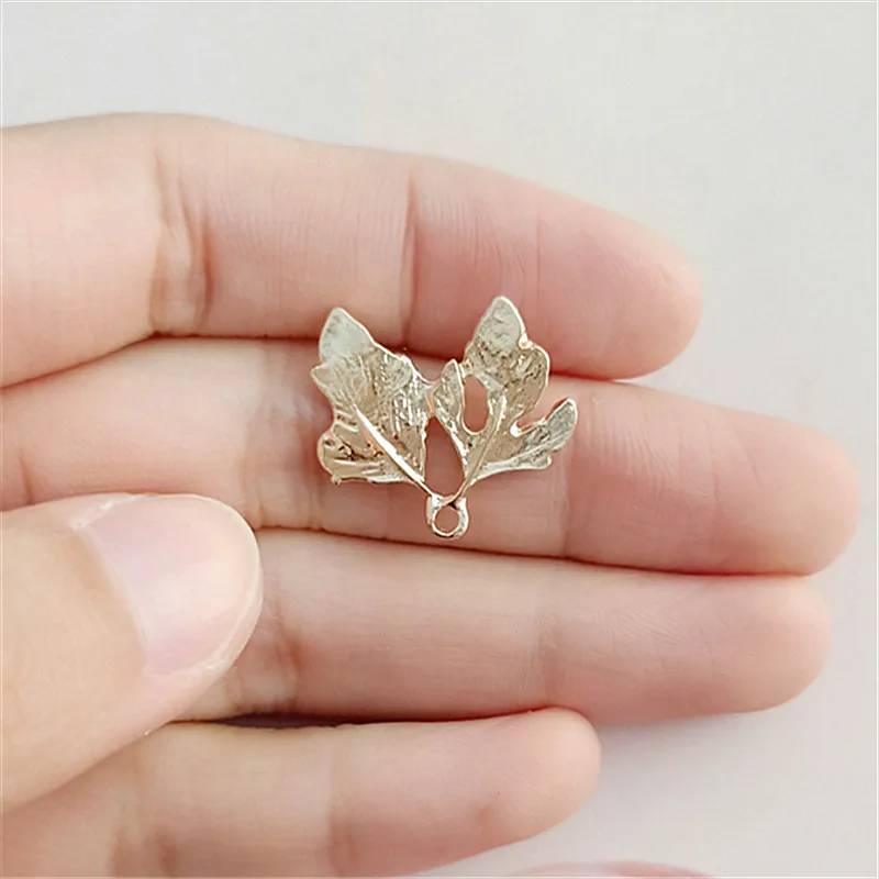 50PCS 19*20mm Alloy Material Gold color  Leaf Branch charm for Head Pendant DIY Wedding Jewelry Accessory Findings